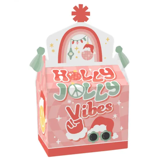 Big Dot of Happiness Groovy Christmas - Treat Box Party Favors - Pastel Holiday Party Goodie Gable Boxes - Set of 12 {1}