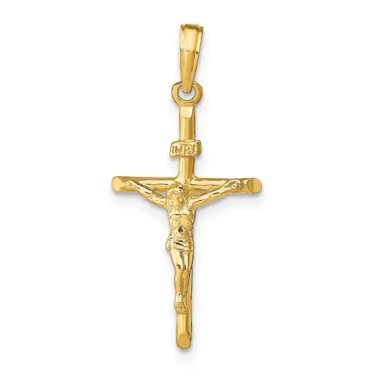 14K Gold Stick Style Crucifix Pendant Charm Religious Jewelry 31 x 15 mm {1}