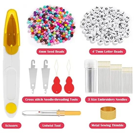 488 Pcs String Bracelet Making Kit, Friendship Bracelet String Kit with 50 Skeins Embroidery Floss Cross Stitch Thread, 400Pcs Friendship Bracelet Beads, 37Pcs Embroidery Tools and Storage Box {5}