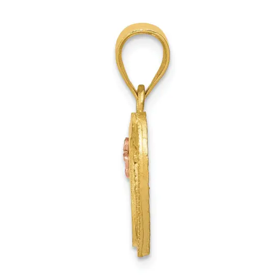 14K Two Tone Gold Initial Letter T Heart Charm Jewelry 22mm x 16mm {3}