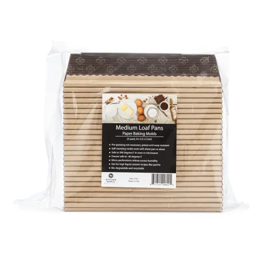 Medium Paper Baking Loaf Pan 25-Pack, 8 x 2.5 x 2 Inches {2}