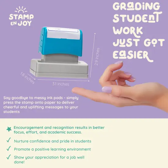Stamp Enjoy - 2 Self-Ink Flash Stamp Set, Multicolor Teacher Stamps, Checkbox Grading Stamps, Pre-Inked {3}