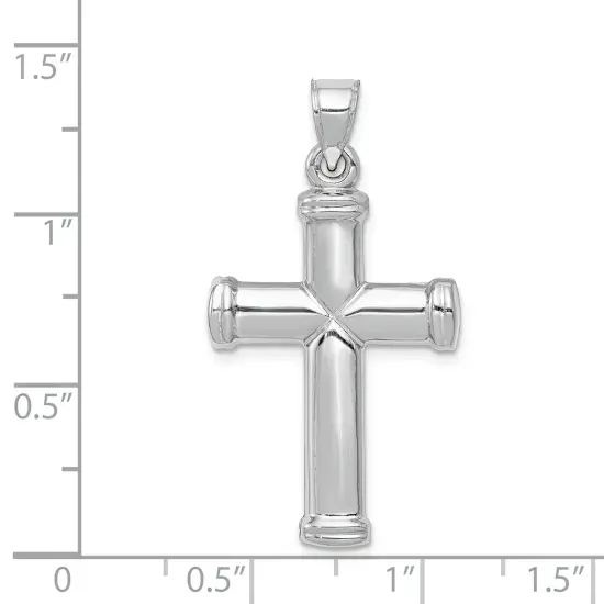 14K White Gold Cross Pendant Charm Jewelry Religious 34mm x 19mm {2}