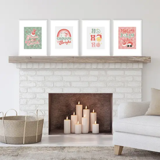 Big Dot of Happiness Groovy Christmas - Unframed Pastel Holiday Linen Paper Wall Art - Set of 4 - Artisms - 8 x 10 inches {3}