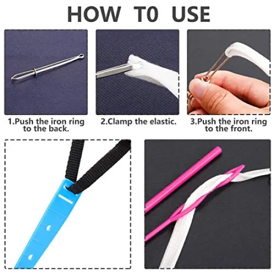 10 Pieces Bodkin Threader Drawstring Threader Set, Including 2 Flexible Plastic Drawstring Threader, 2 Stainless Steel Sewing Loop Turner Hook, 2 Metal Tweezers, 1 Bag, 3 Flat Plastic Threader {5}