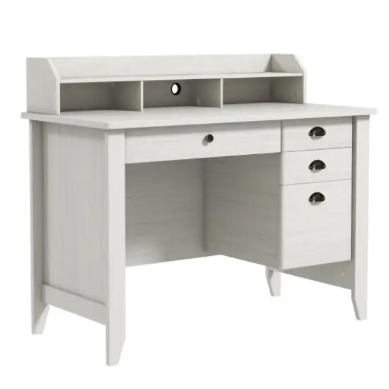 Modern Computer Desk with Storage Shelves and 4 Drawers Black {9}