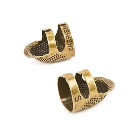 4 Pack Sewing Thimble Finger Protector, Adjustable Finger Metal Shield Protector Pin Needles Sewing Quilting Craft Accessories DIY Sewing Tools Needlework(2 Sizes) {3}