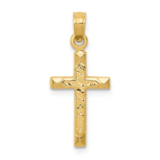 14K Gold Cross Pendant Charm Jewelry 24 x 11mm {1}