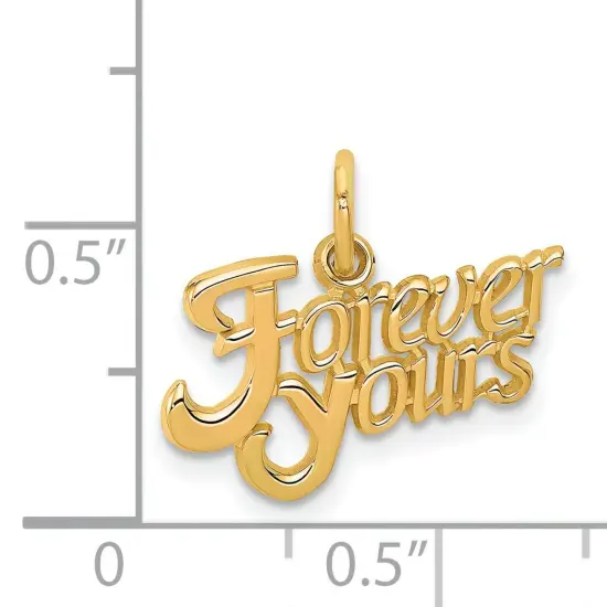 14K Yellow Gold Forever Yours Charm Love Pendant Jewerly 16mm x 18mm {4}
