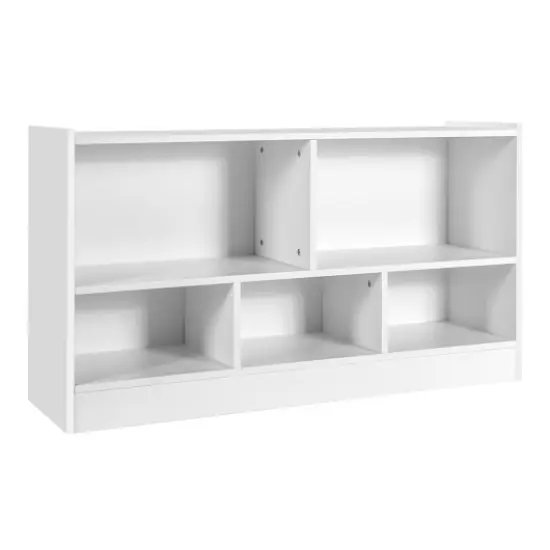 Kids 2-Shelf Bookcase with 5-Cube Wood Toy Storage Organizer Perfect for Children's Room or Bedroom Natural {7}