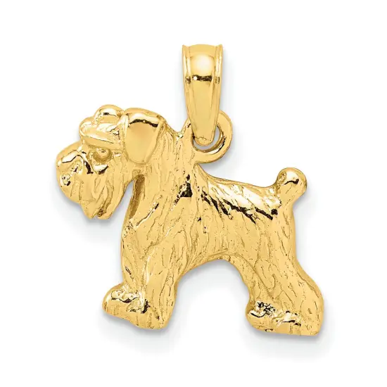 14K Gold Schnauzer Dog Charm German Doggy Pendant Jewerly 17mm x 15mm {1}
