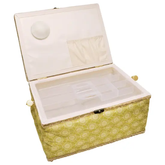 Folding Sewing Basket Floral - green/white {2}
