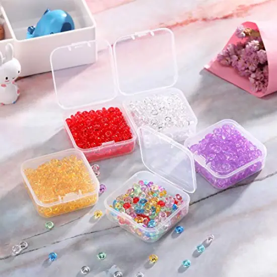 12 Pack Clear Plastic Beads Storage Containers Box with Hinged Lid for Beads and More (3.3 x 3.3 x 1.2 Inch) {3}
