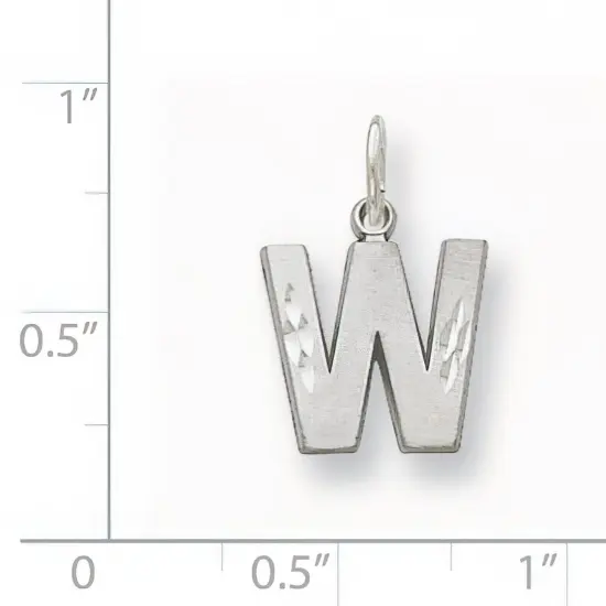 14K White Gold Initial W Charm Jewelry FindingKing 20mm x 10mm {3}