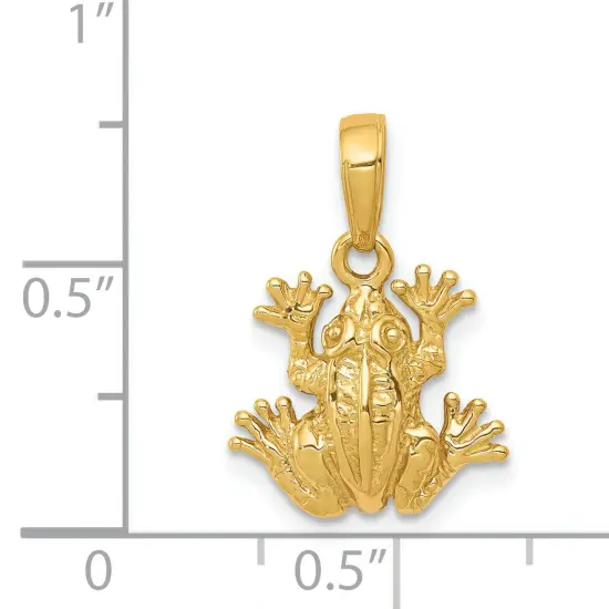 14K Gold 2-D Frog Pendant Charm Jewelry 18 x 13.5 mm {2}