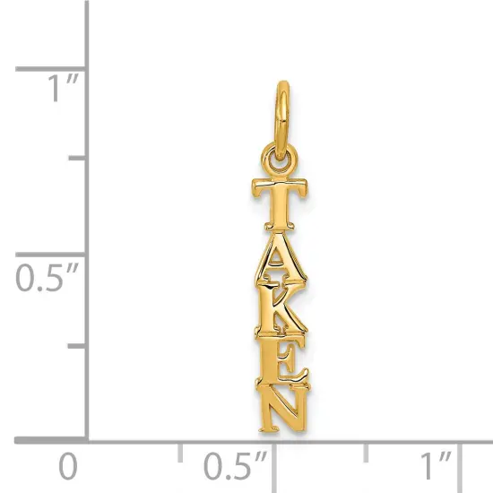 14K Yellow Gold Taken Charm Love Relationship Pendant Jewerly 23mm x 3mm {3}