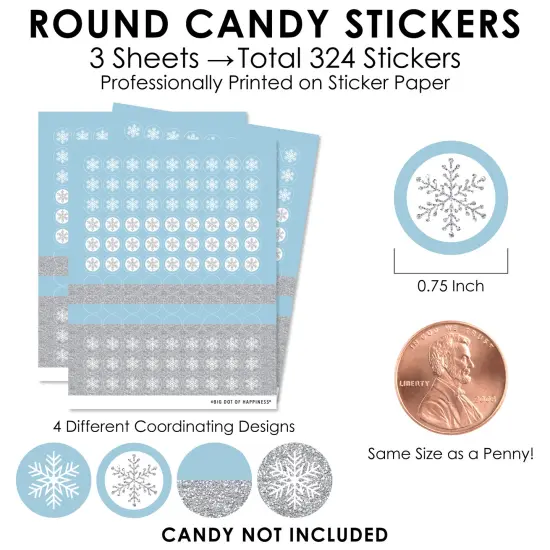 Big Dot of Happiness Winter Wonderland - Snowflake Holiday Party and Winter Wedding Small Round Candy Stickers - Party Favor Labels - 324 Count {4}