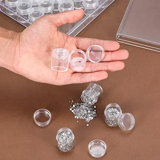 30 PCS Clear Plastic Bead Storage Containers - Storage Jars Diamond Painting Accessory Box Transparent Bottles with Lid for DIY Diamond, Nail and Other Small Items (1.15 x 1 Inch) {3}