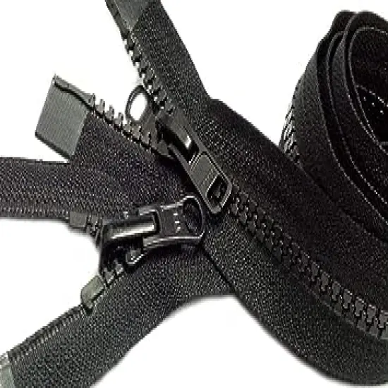 #5 Molded Black Vislon YKK Jacket Reversible 2-Way Separating Zipper - Choose Your Length - Made in The United States (1 Zipper Per Pack) (24" Inches) {1}