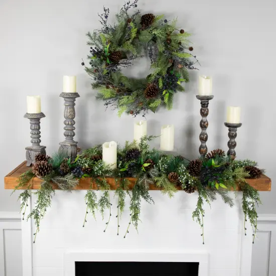 Northlight 5' x 6" Pine Cone and Cedar Artificial Christmas Garland, Unlit Green {3}