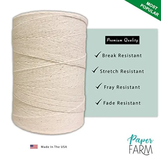 Durable Loom Warp Thread (Natural/Off White), One Spool, 8/4 Warp Yarn (800 Yards), Perfect for Weaving: Carpet, Tapestry, Rug, Blanket or Pattern - Warping Thread for Any Loom {3}