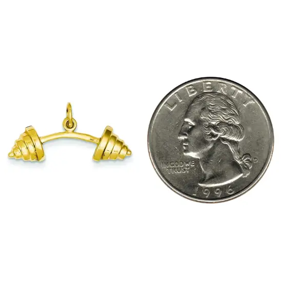 14K Gold Barbell Charm Jewelry FindingKing 14mm Long X 27mm Wide Approx. {2}