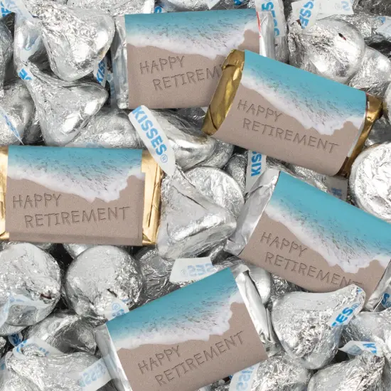 116 Pcs Retirement Party Candy Favors Hershey's Miniatures & Kisses - Beach {1}