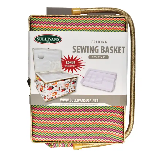 Folding Sewing Basket Chevron - pink {5}