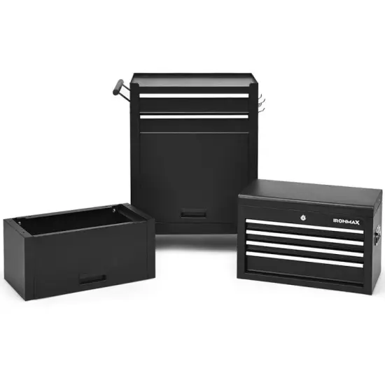 3 in 1 Design 6-Drawer Tool Heightening Chest Cabinet with 360&deg; Swivel Casters Black {4}