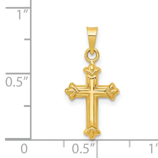 14K Yellow Gold Cross Charm Pendant Religious Jewerly 23mm x 11mm {3}