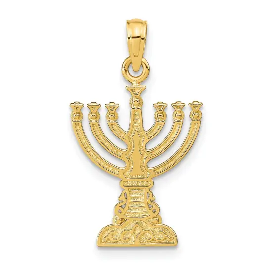 14K Gold Menorah Pendant Charm Jewelry 26 x 15 mm {1}