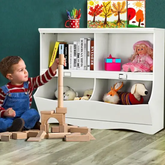Kids Storage Unit Baby Toy Organizer Children Bookshelf Bookcase {4}