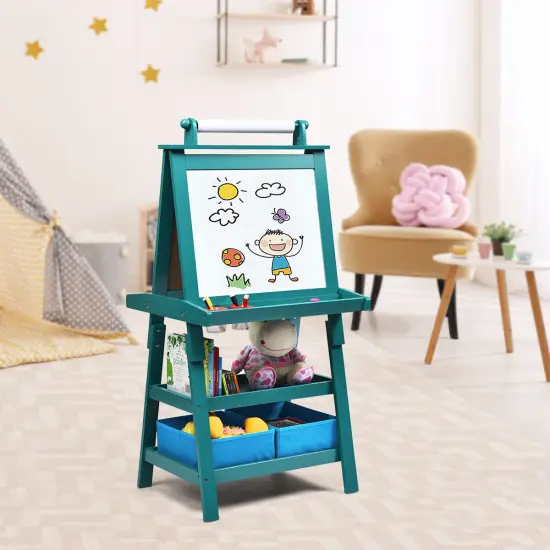3 in 1 Double-Sided Storage Art Easel Green {2}
