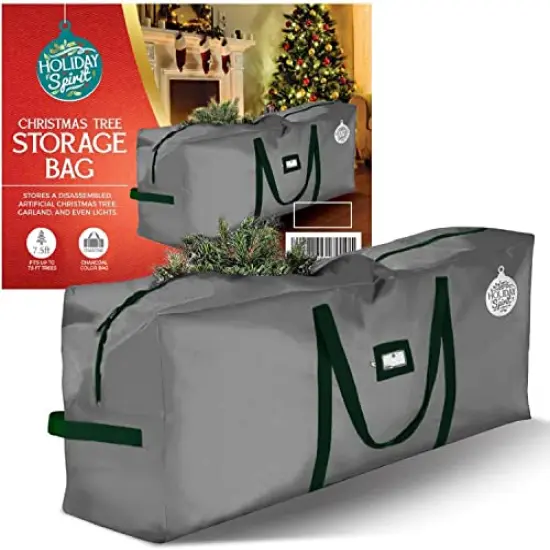Christmas Tree Storage Bag - Heavy-Duty Tree Bag with Durable Reinforced Handles & Zipper, Waterproof Storage Bag Protects from Moisture & Dust (Fits a 7.5FT Tree, Charcoal) {2}