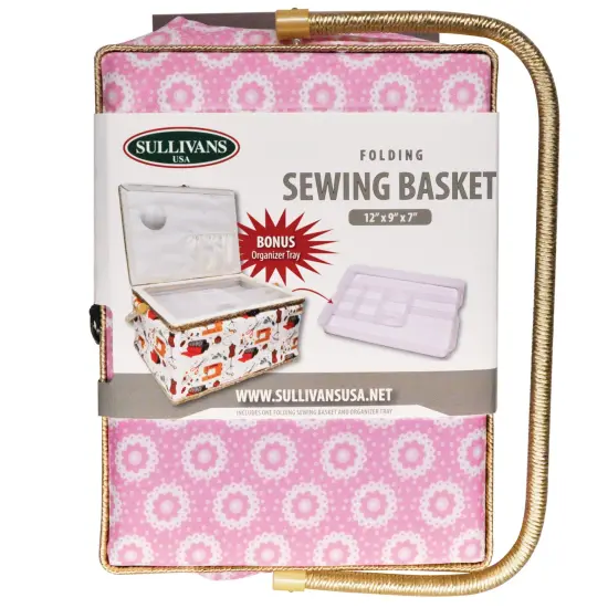 Folding Sewing Basket Dots - pink/white {5}