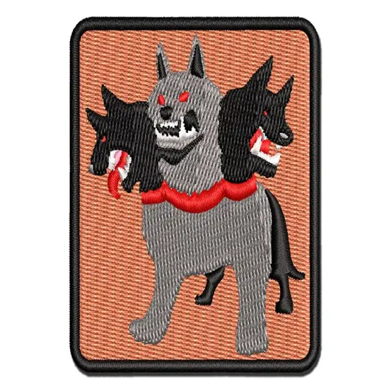 Cerberus Three Headed Hell Hound Dog Hades Greek Mythology Multi-Color Embroidered Iron-On or Hook & Loop Patch Applique {1}