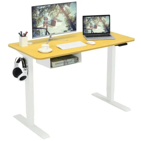 48 Inches Electric Standing Height Adjustable Computer Desk with USB Port and Cable Management tray Natural {7}