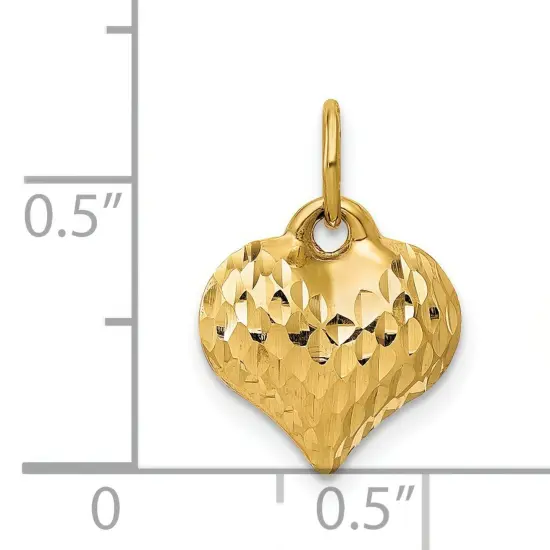 14K Gold Puffed Heart Charm Jewelry FindingKing {4}