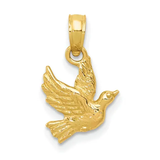 14K Gold Flying Dove Pendant Charm Jewelry 11.5 x 10 mm {1}