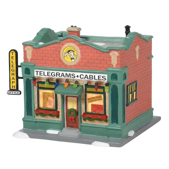 Department 56 Dept 56 Hohman Telegraph Office Christmas Lighted Building # 6005576 Brown {1}