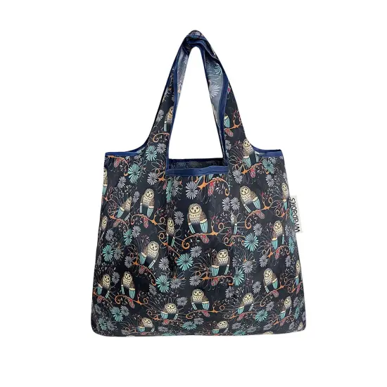 Wrapables Foldable Tote Nylon Reusable Grocery Bag (Set of 2) Deco Owls {2}