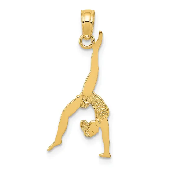 14K Gold Polished Gymnast Pendant Jewelry FindingKing 25.3mm x 9.6mm {1}