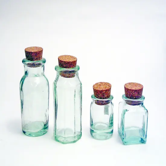 Green Glass Bottle with Cork Stopper, Multi-Pack {5}