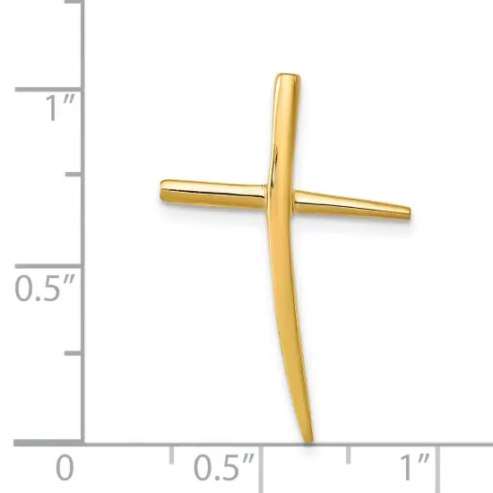 14K Yellow Gold Curved Cross Pendant Charm Jewelry 28mm x 17mm {2}