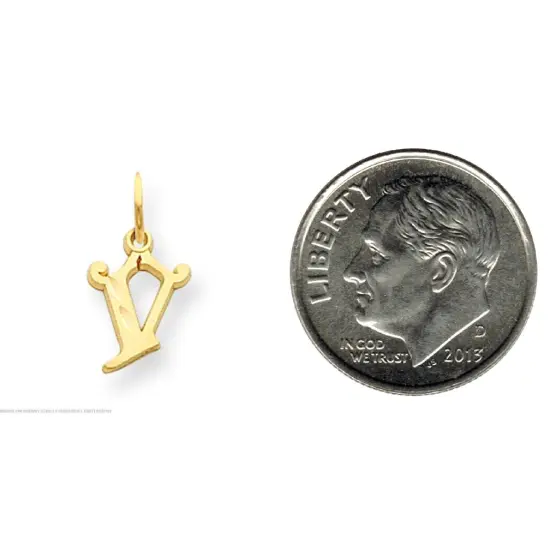 14K Gold Initial V Charm Jewelry FindingKing 17mm x 10mm {2}