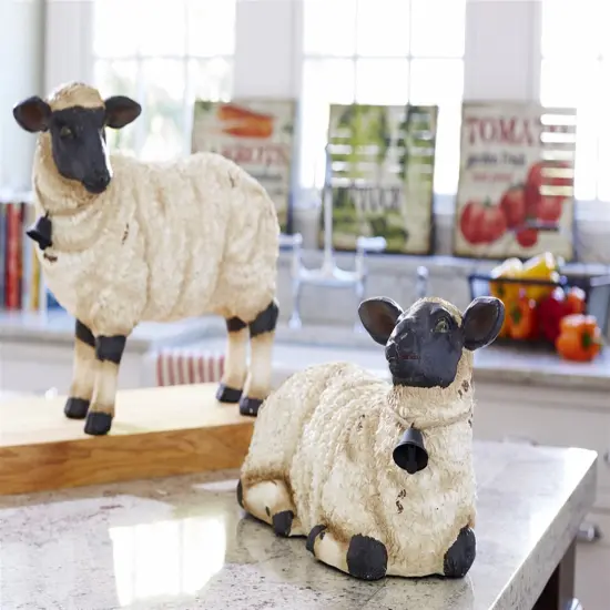 Melrose Set of 2 Farm Sheep Tabletop Figures 14.75" White {3}