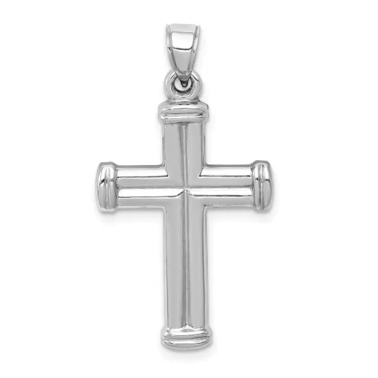 14K White Gold Crucifix Pendant Charm Religious Jewelry 35 X 18mm {3}