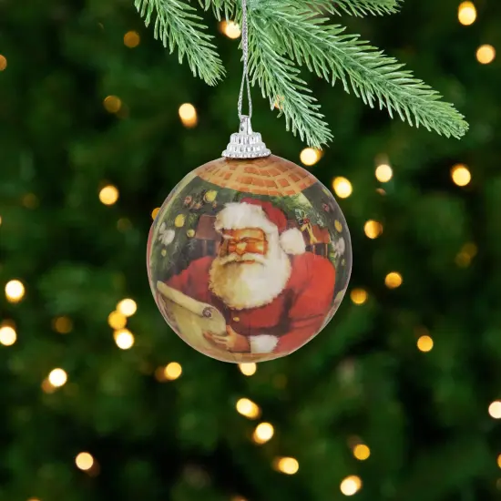 Northlight Santa Decoupage Christmas Ball Ornaments - 2.25" (60mm) - 14pc Red {3}