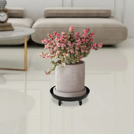 16" 3pcs Plant Stand Flower Tray Shelf Planter Cart Trolley with Lockable Wheels {5}