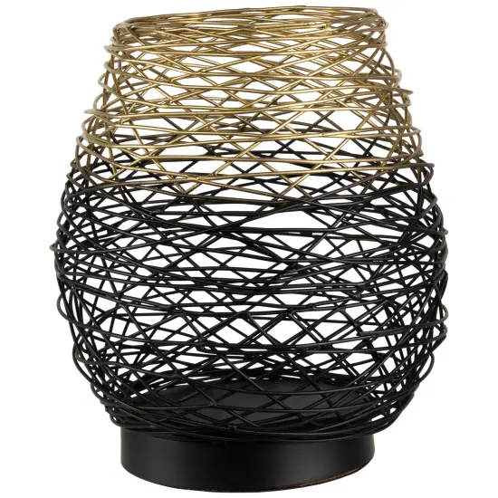 Northlight Large Woven Ombre Iron Pillar Candle Holder - 8.5" - Black and Gold {1}